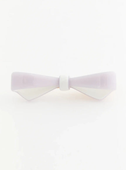 Eden Mix Ribbon Hair Clip IL503 lavender front flat-lay showing geometric angular bow shape with white center knot detail