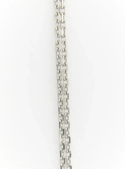 Ellis Cross Chain Necklace IL517 silver close-up detail of double-strand box link chain pattern on white background