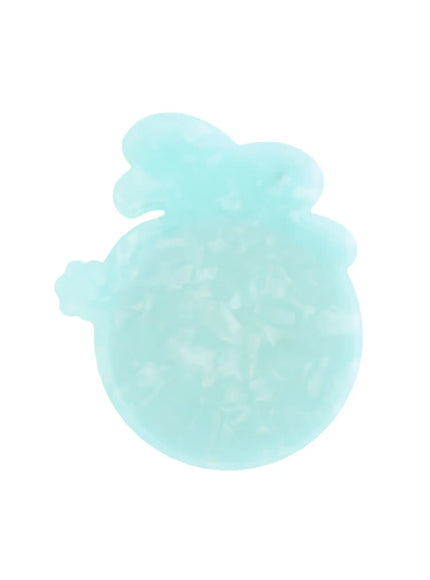 Elsie Compact Mirror IL503 Mint close-up back detail showing translucent mint acrylic rabbit shape with mottled marble texture pattern