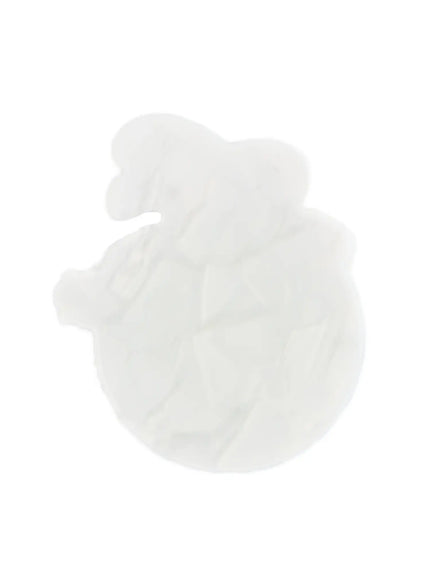 Elsie Compact Mirror IL503 White close-up back detail showing opaque white acrylic rabbit-shaped frame with subtle marble texture finish