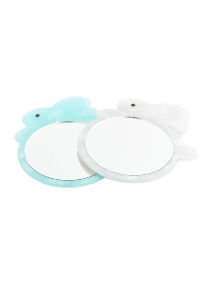 Elsie Compact Mirror IL503 Mint and White color comparison flat-lay showing both variants side by side with round mirror faces visible