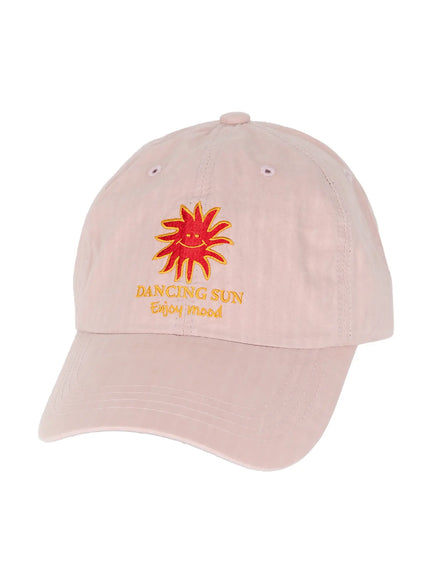 Embroidered Sun Logo Cap IL515 in Light pink, size One Size