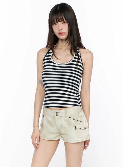 Essential Striped Halter Top CL522 in Dark blue, size S/M