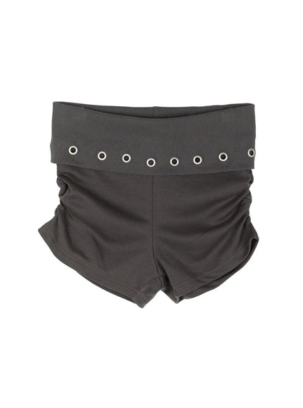 Eyelet Detail Mini Shorts IL522 in Dark gray, size S/M