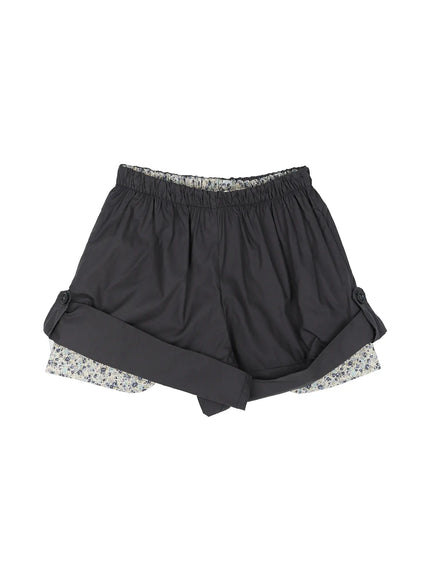 Floral Banded Shorts IL521 in Dark gray, size S/M