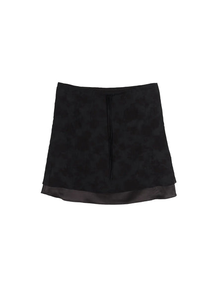 Floral Midi Skirt CU523 in Black, size S/M