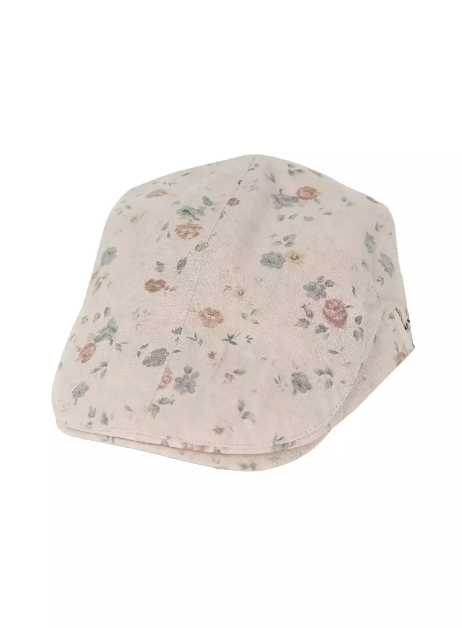 Floral Print Flat Cap IU524 in Beige, size One Size