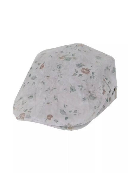 Floral Print Flat Cap IU524 in Gray, size One Size