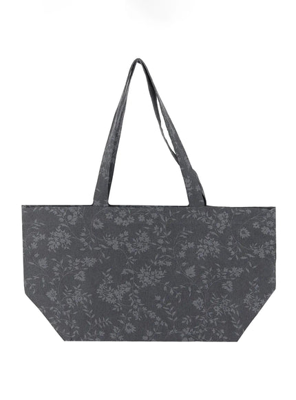 Floral Print Tote Bag IL516 in Dark gray, size One Size