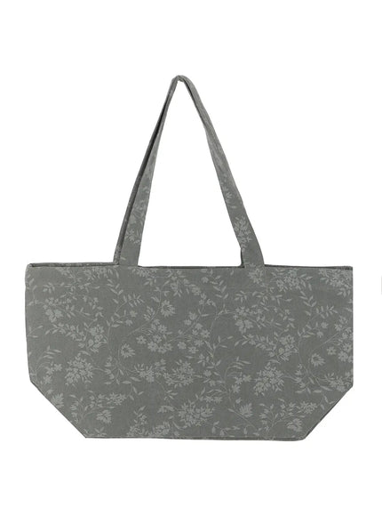 Floral Print Tote Bag IL516 in Dark green, size One Size