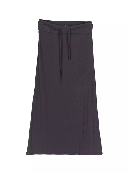 Foldover Tie-Waist Maxi Skirt IL506 in Dark gray, size S/M