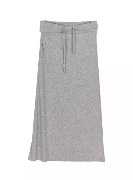 Foldover Tie-Waist Maxi Skirt IL506 in Gray, size S/M