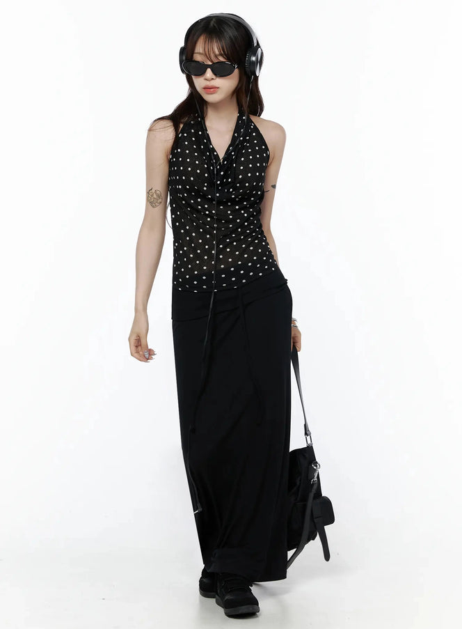 Foldover Tie-Waist Maxi Skirt IL506 — view 2