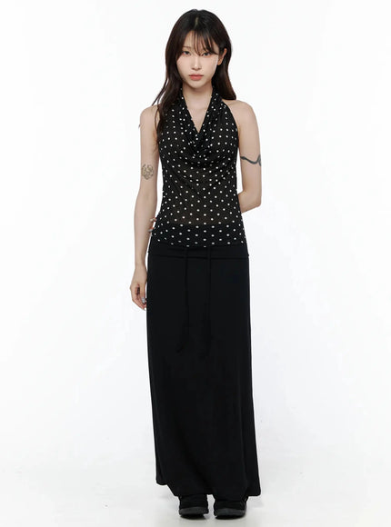 Foldover Tie-Waist Maxi Skirt IL506 — view 7