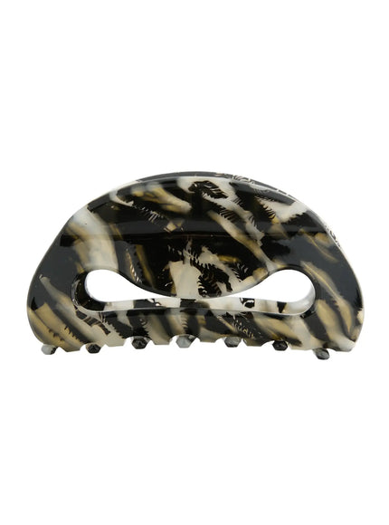 LEWKIN Freya Hair Clip IL503 black marble front view closed position showing arch silhouette with infinity cutout and comb teeth