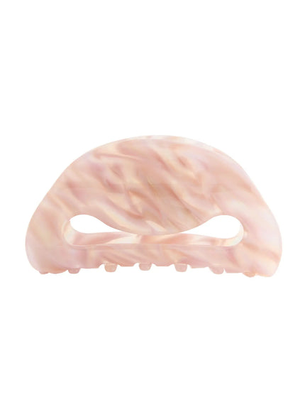 Freya Hair Clip IL503 pink marble front view closed position showing arch silhouette with infinity cutout and comb teeth