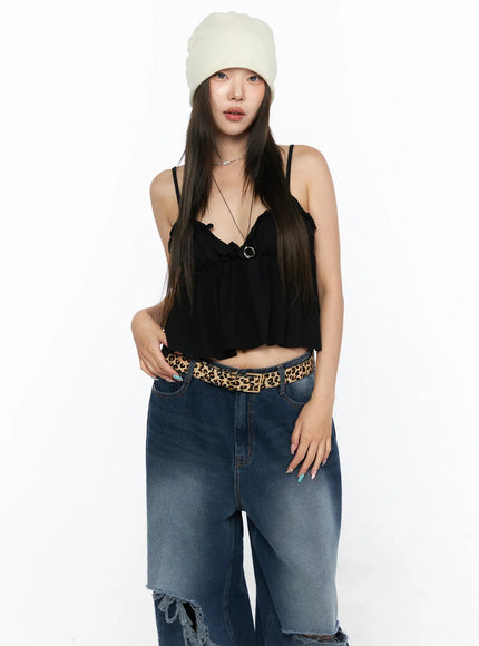 Frill Sweetheart Blouse Tank Top CL514 in Black, size S/M