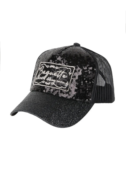 Glitter Patch Trucker Cap IL509 in Black, size One Size