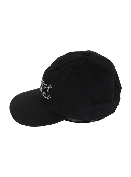 Graphic Baseball Cap IL515 Black back product shot on white background showing silver metal adjustable buckle strap and six-panel twill construction