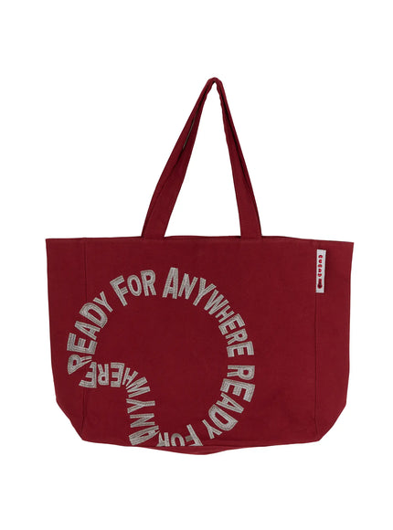 Graphic Canvas Tote Bag IL520 Dark red flat front product shot on white background showing full bag shape dual handles and brand label
