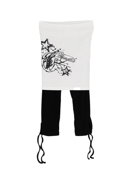 Graphic Layered Skort CL503 in Black, size S/M