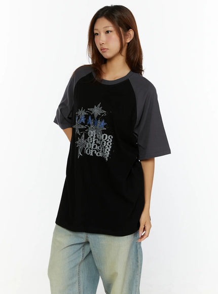 Graphic Oversided Tee CL515 in Dark gray, size M/L