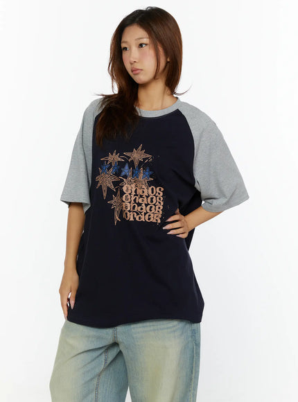 Graphic Oversided Tee CL515 in Gray, size M/L