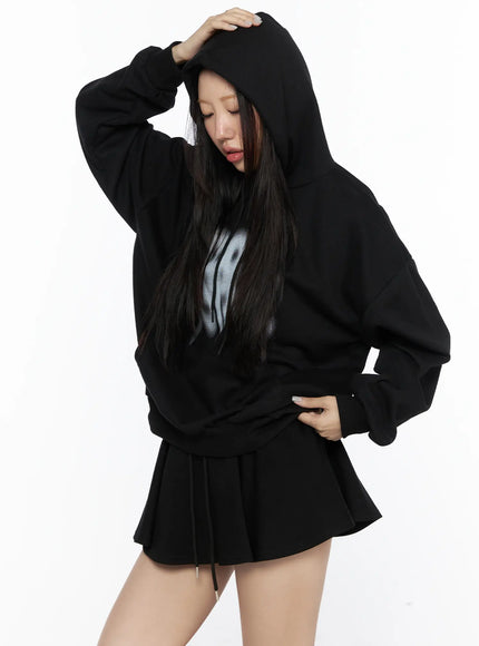 Graphic Oversized Hoodie CL524 in Black, size S/M