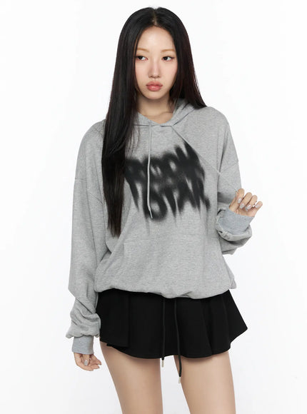 Graphic Oversized Hoodie CL524 in Gray, size S/M