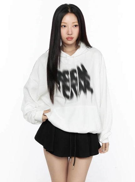 Graphic Oversized Hoodie CL524 in White, size S/M