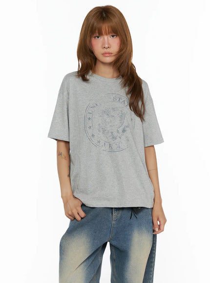 Graphic Oversized Tee CL503 in Gray, size M/L
