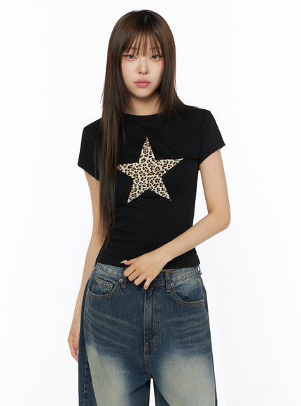 Graphic Short Sleeve T-Shirt IL523 in Black, size S/M