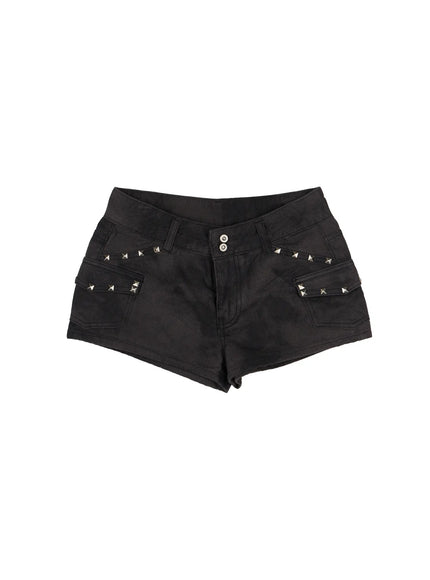 Graphic Studded Cargo Cotton Shorts CL522 in Dark gray, size S