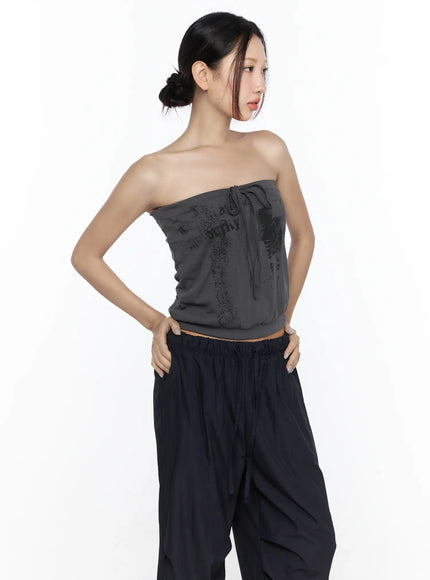 Graphic Tube Top CL527 in Dark gray, size S/M