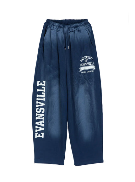 Graphic Wide Leg Sweatpants CL527 in Blue, size M/L