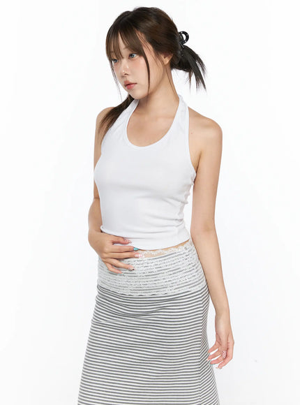 Halter Crop Top CL517 in White, size S/M