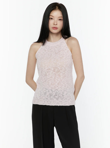 Halter Knit Top IL506 in Pink, size S/M