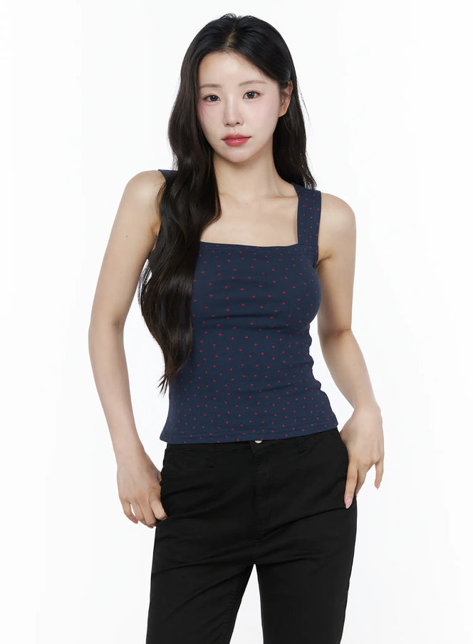 Heart Polka Dot Tank Top IU525 in Dark blue, size S/M