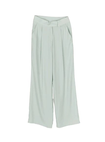 Hidden Buckle Wide Leg Tailored Pants IL506 in Mint, size S
