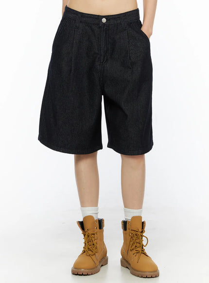 High-Waist Pintuck Jorts CU530 in Dark blue, size S