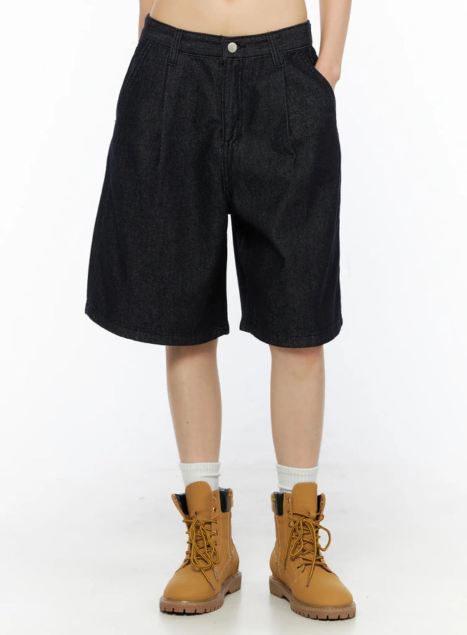 High-Waist Pintuck Jorts CU530 in Dark blue, size S