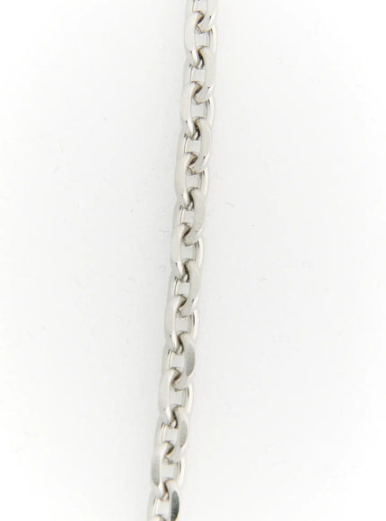 Iris Color Stone Necklace IL517 silver close-up detail of polished oval silver chain links showing fine metalwork texture against white background