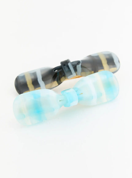 LEWKIN Ivy Mix Hair Pin IL503 blue and gray flat-lay showing both color variants side by side, matte resin bow-tie shape with contrasting clips