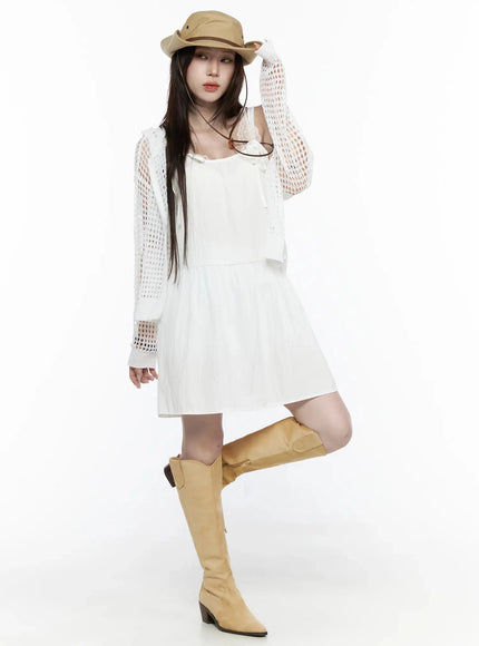 Knit Net Zip-Up Hoodie IL516 in White, size S/M