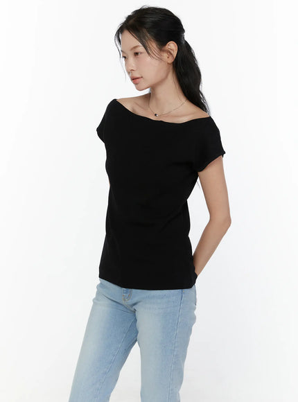 Knit Off-Shoulder Top CL521 in Black, size S/M
