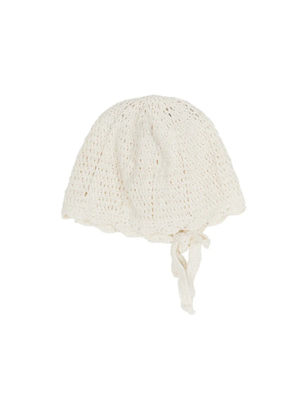 Knit Ribbon Beanie CL517 in Light beige, size One Size