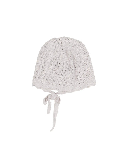 Knit Ribbon Beanie CL517 in Light gray, size One Size