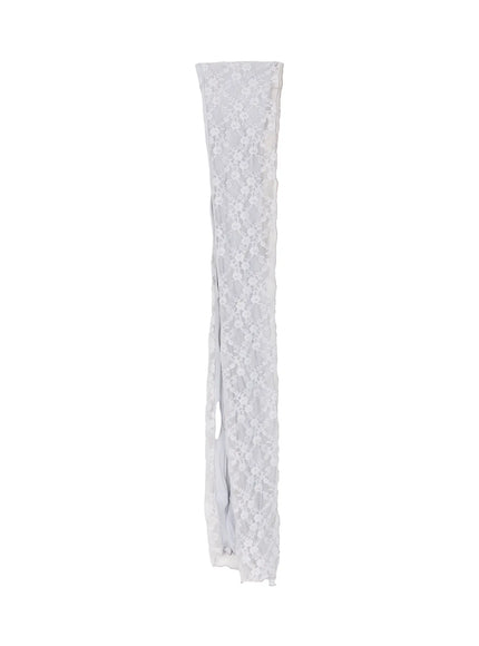 Lace Accent Sheer Scarf CL513 in Gray, size S/M