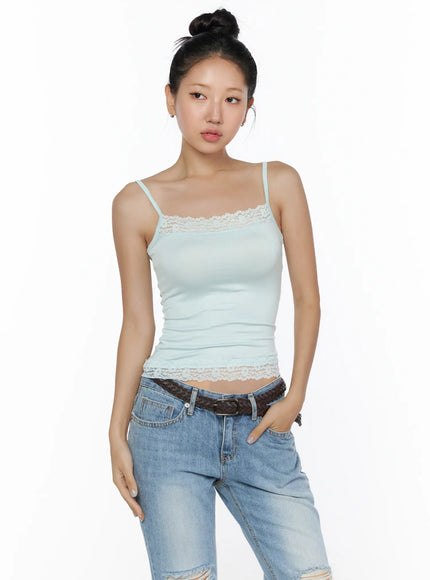 Lace Detail Cami Top CL513 in Mint, size S/M