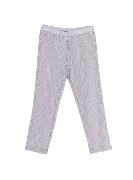 Lace Detail Capri Leggings CL508 in Light blue, size S/M